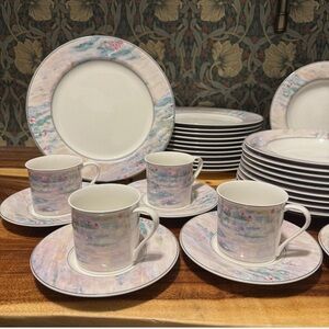 MIKASA MAXIMA MONET 46 piece set waterlilies super strong fine china Japan